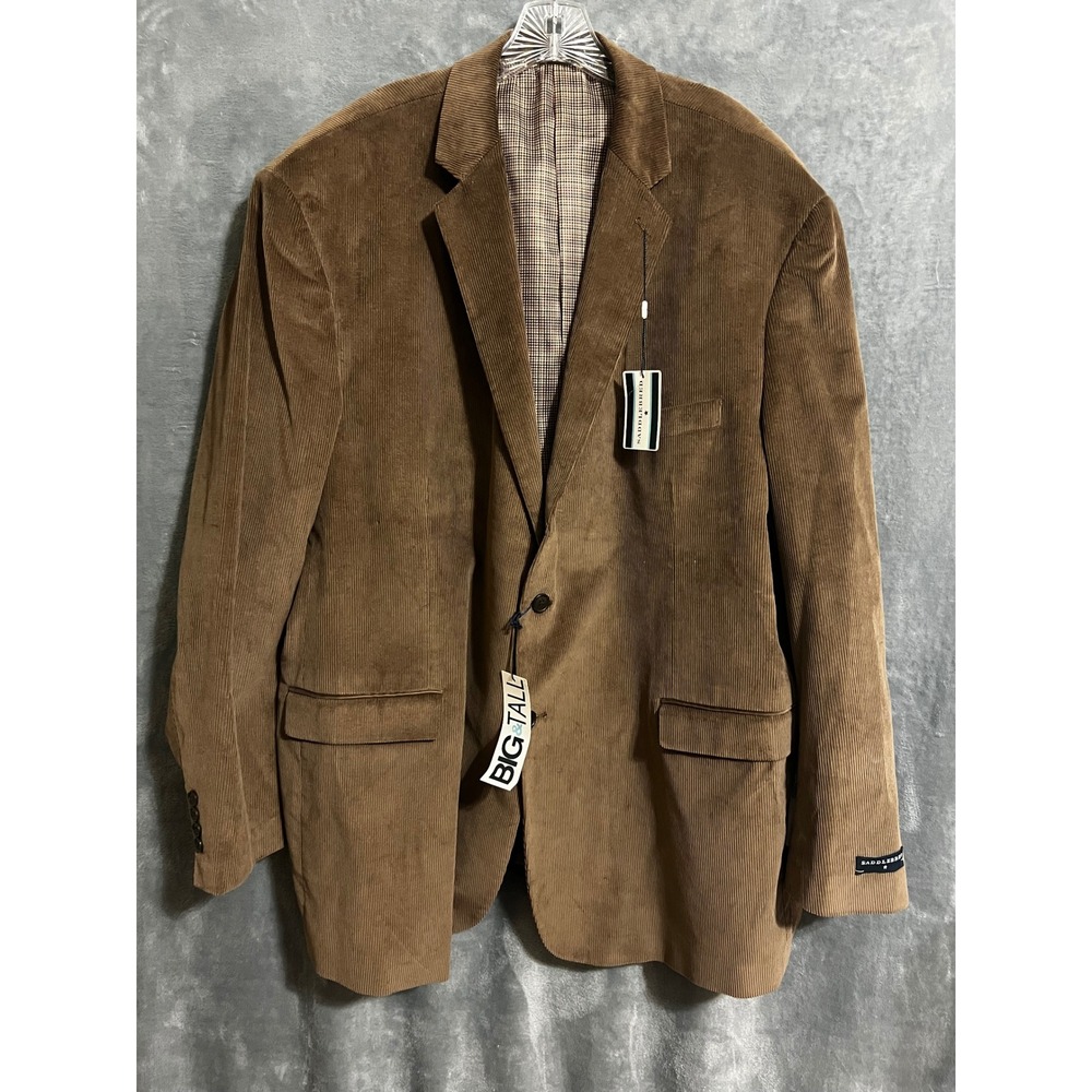 Saddlebred 56L Big Tall Tan Corduroy Sport Coat Blazer NWT Cotton